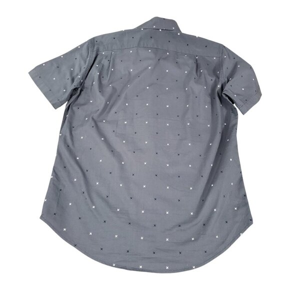 Merona Mens Short Sleeve Gray "X Print" Button Down Shirt Medium - Picture 2 of 5